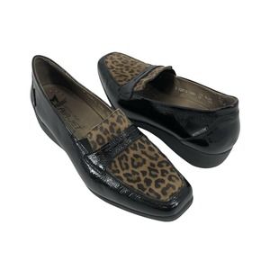 Mephisto Air-jet Leopard Black Patent Penny Loafer Shoe Shoes Women's US 10 EUC